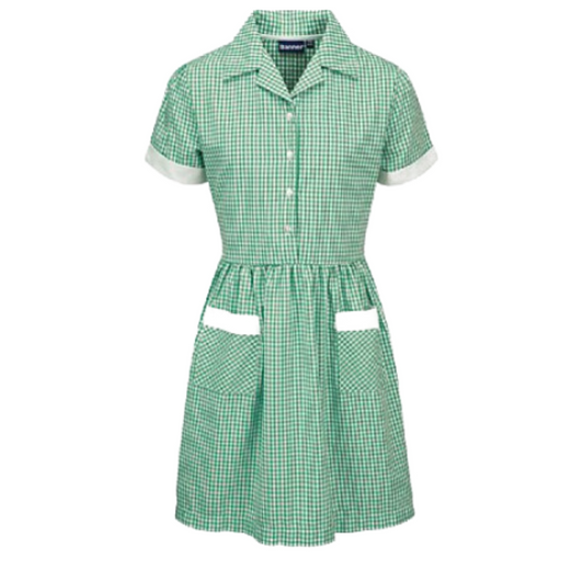 Green and White Gingham Tie belt Ayr Summer Dress