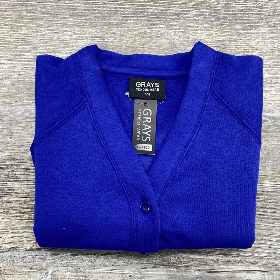 Plain Royal Blue School Sweat Cardigan