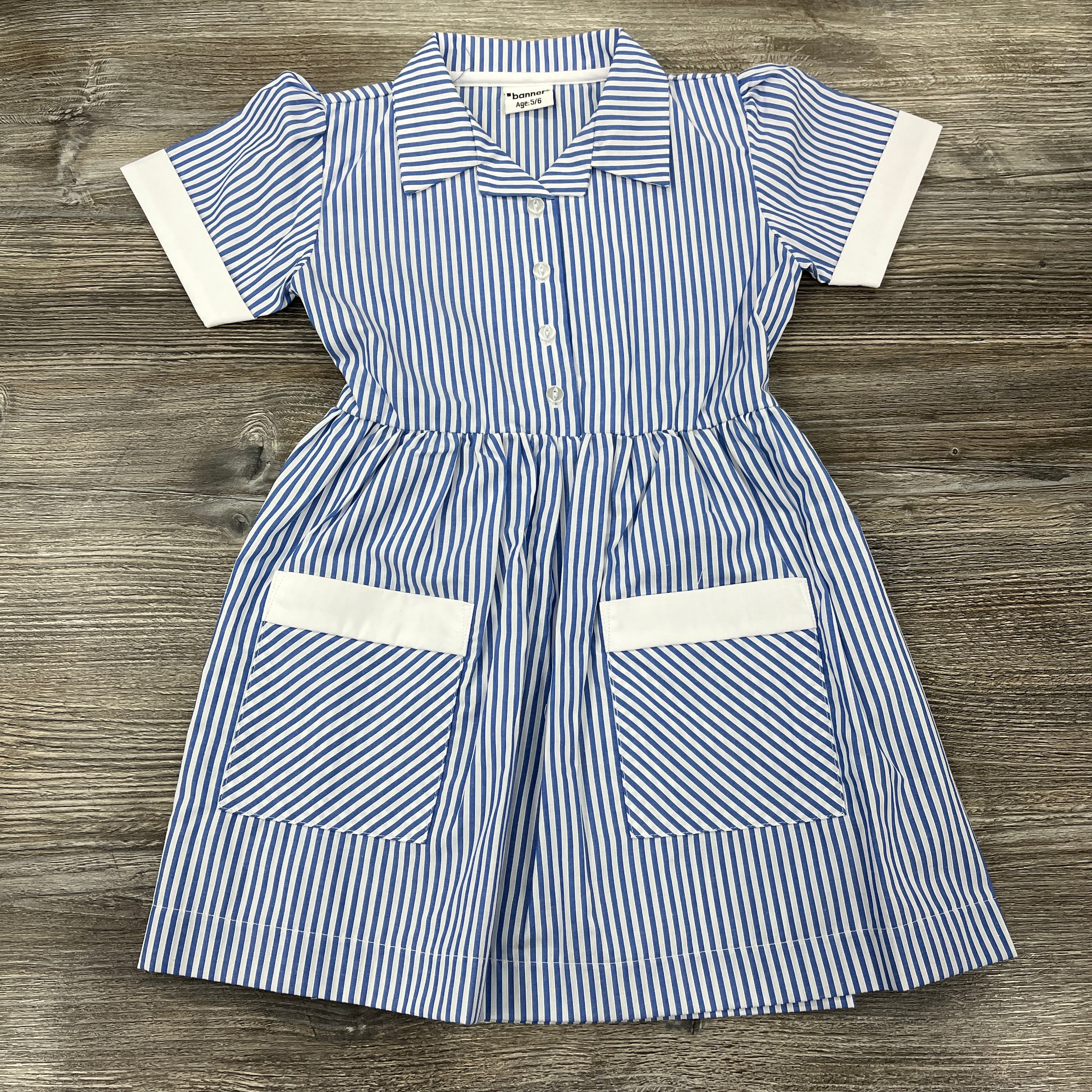 Royal Blue White Striped Summer Dress With Tie Belt – Grays