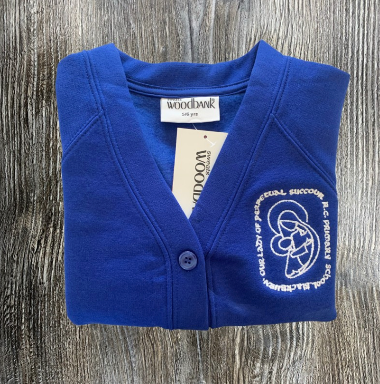 OLPS Primary School Sweat Cardigan – Official Royal Blue School Uniform Cardigan