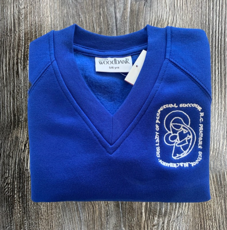 OLPS Primary School V-Neck Sweatshirt – Official Royal Blue School Uniform Jumper