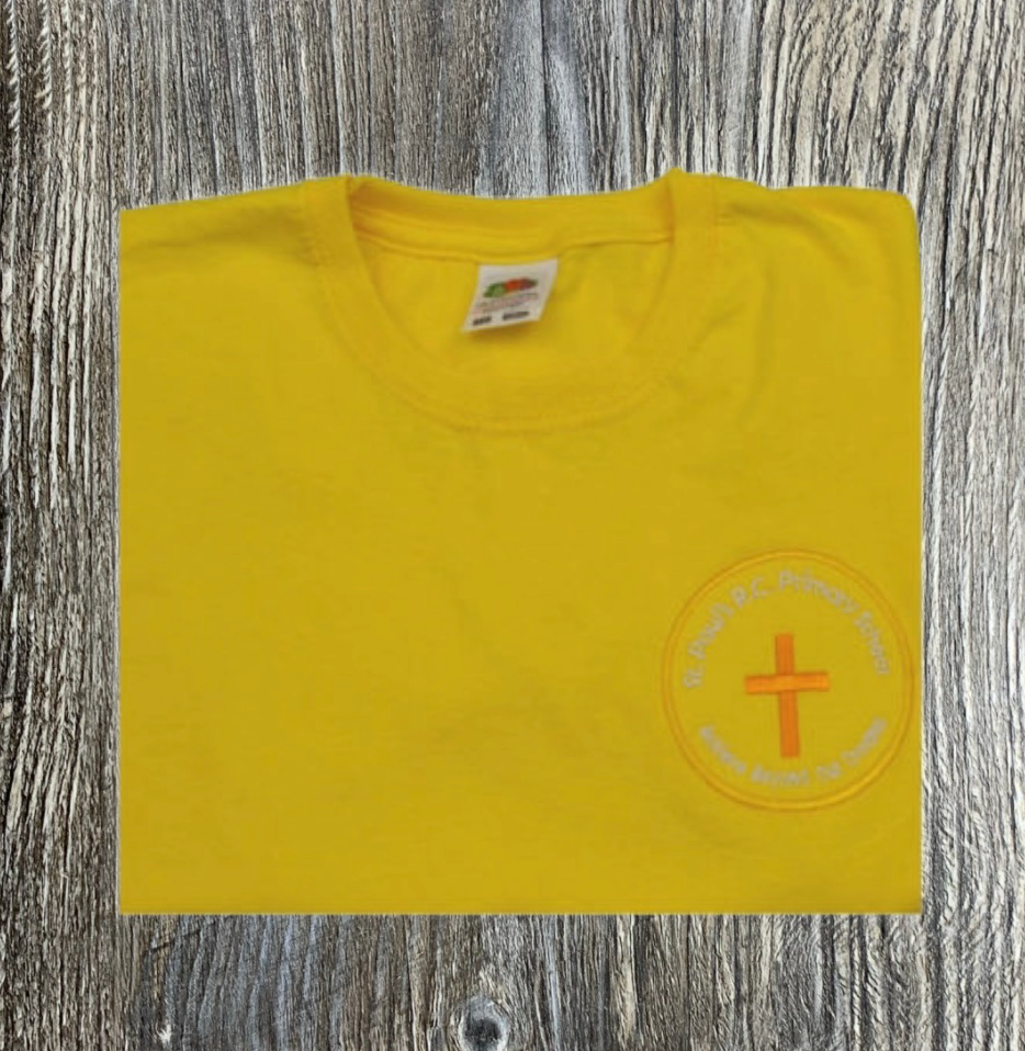 St Paul's RC Primary School, Feniscowles Yellow PE T-shirts