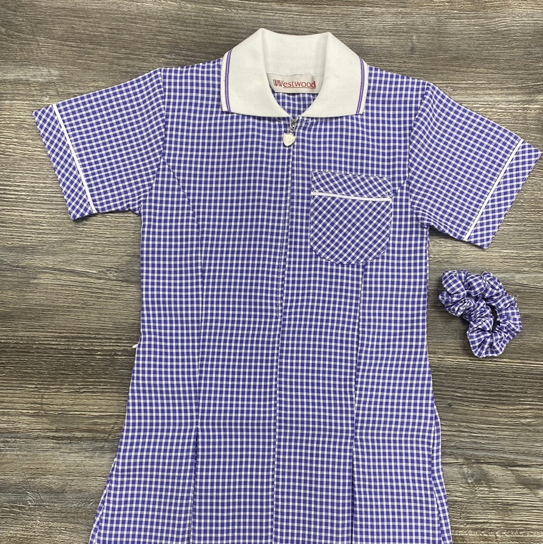 Purple A Line Gingham Summer Dress