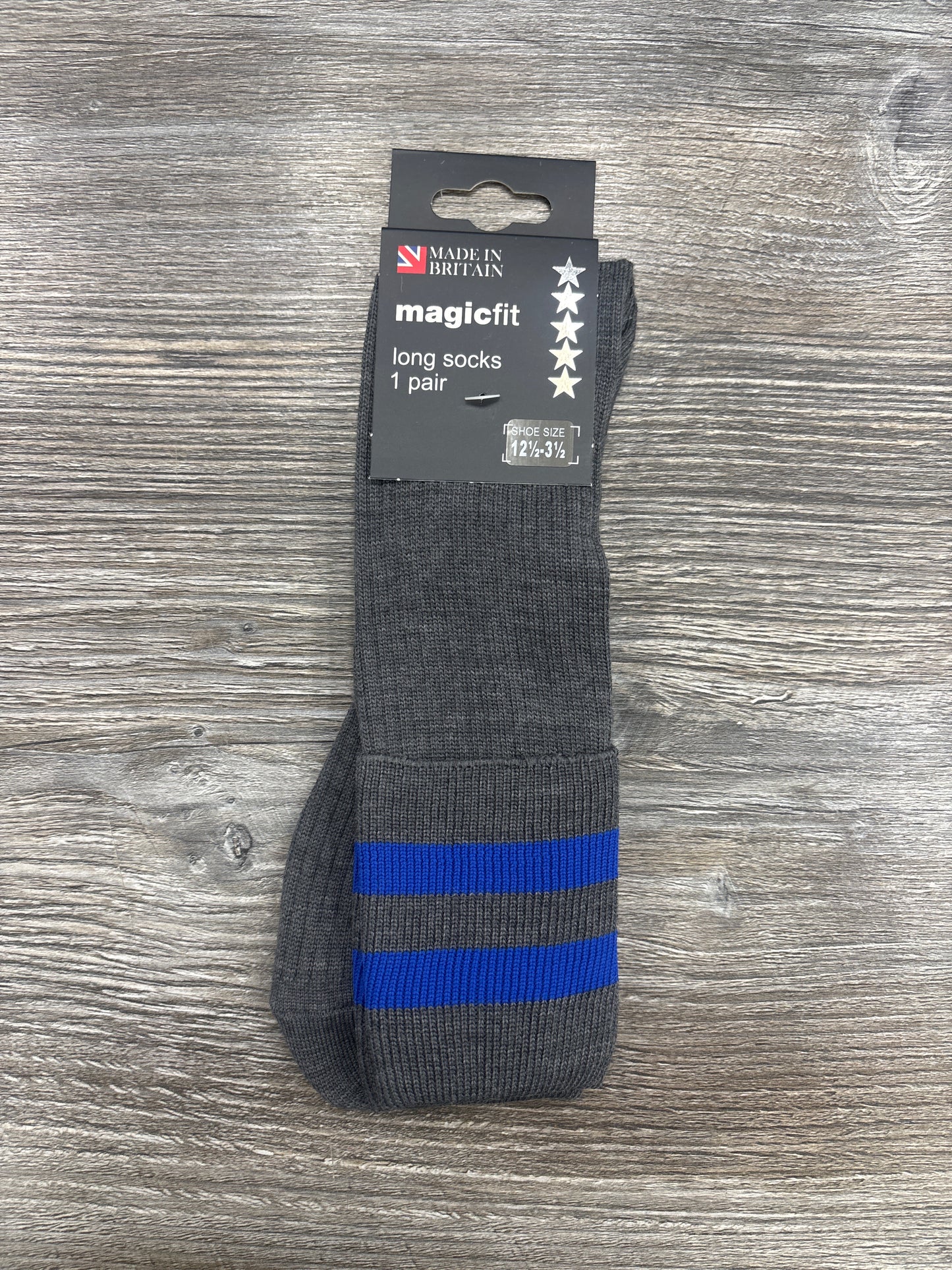 Boys School Socks, Grey with 2 Royal Bands