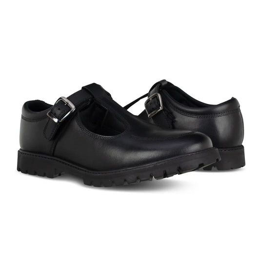 Emily Black Leather Girls Shoe - Coming Soon