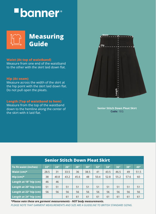 Black Stitch Down Pleated School Skirt