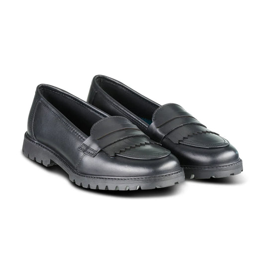 Willow Black Girls Leather Loafer - Coming Soon