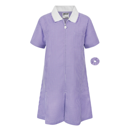 Purple and White Gingham Check Summer Dress
