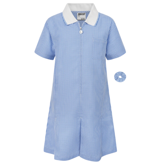Sky Blue and White Gingham Check Summer Dress