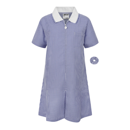 Navy Blue and White Gingham Check Summer Dress