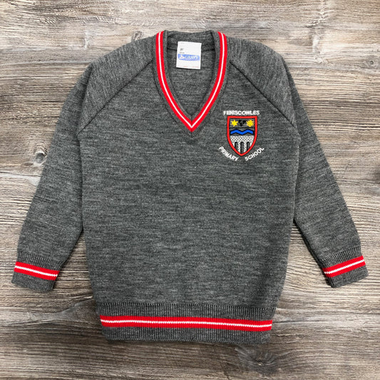Feniscowles Primary School Grey V-Neck Jumper with Logo