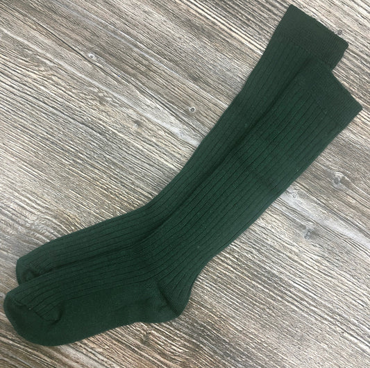 Bottle Green Ribbed Long School Socks
