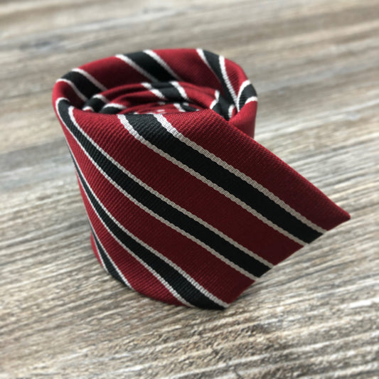 St Augustine's RC High School Tie. In school colours of maroon, black and white.