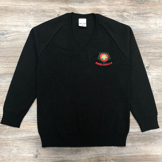 Ribblesdale High School Black V-neck School Jumper