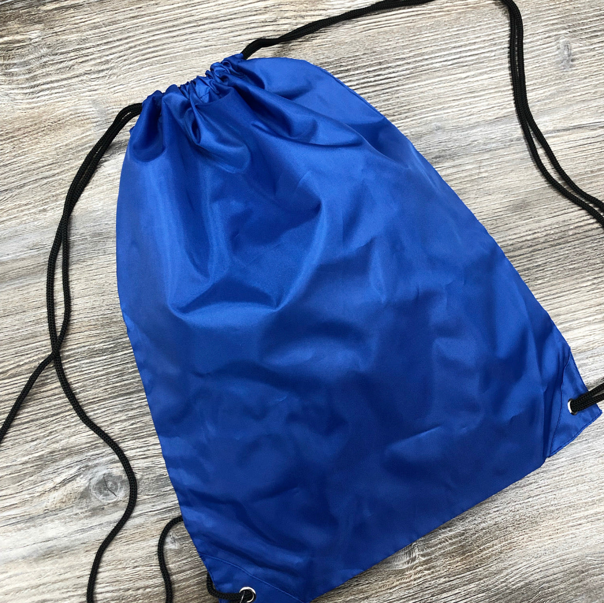 Royal blue drawstring PE pump bag for school sports kit