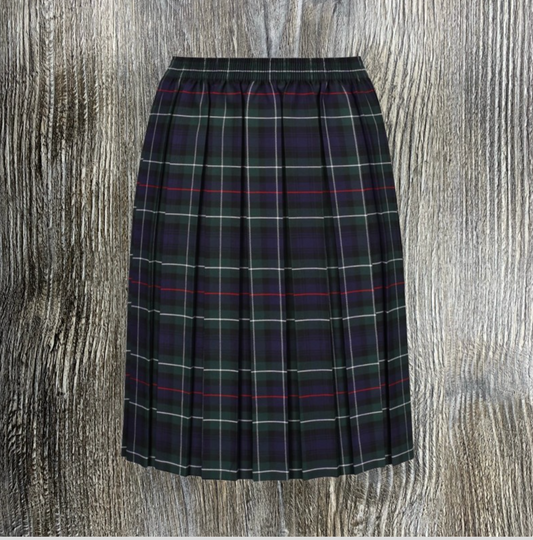 Green Tartan Elastic Box Pleat Skirt