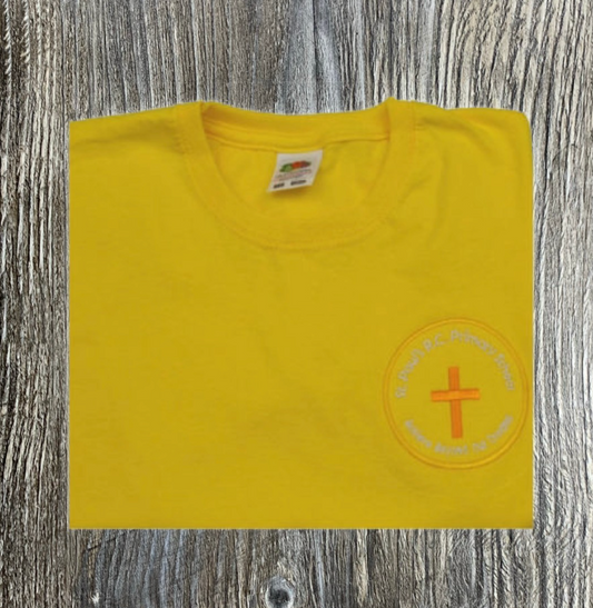 St Paul's RC Primary School, Feniscowles Yellow PE T-shirts