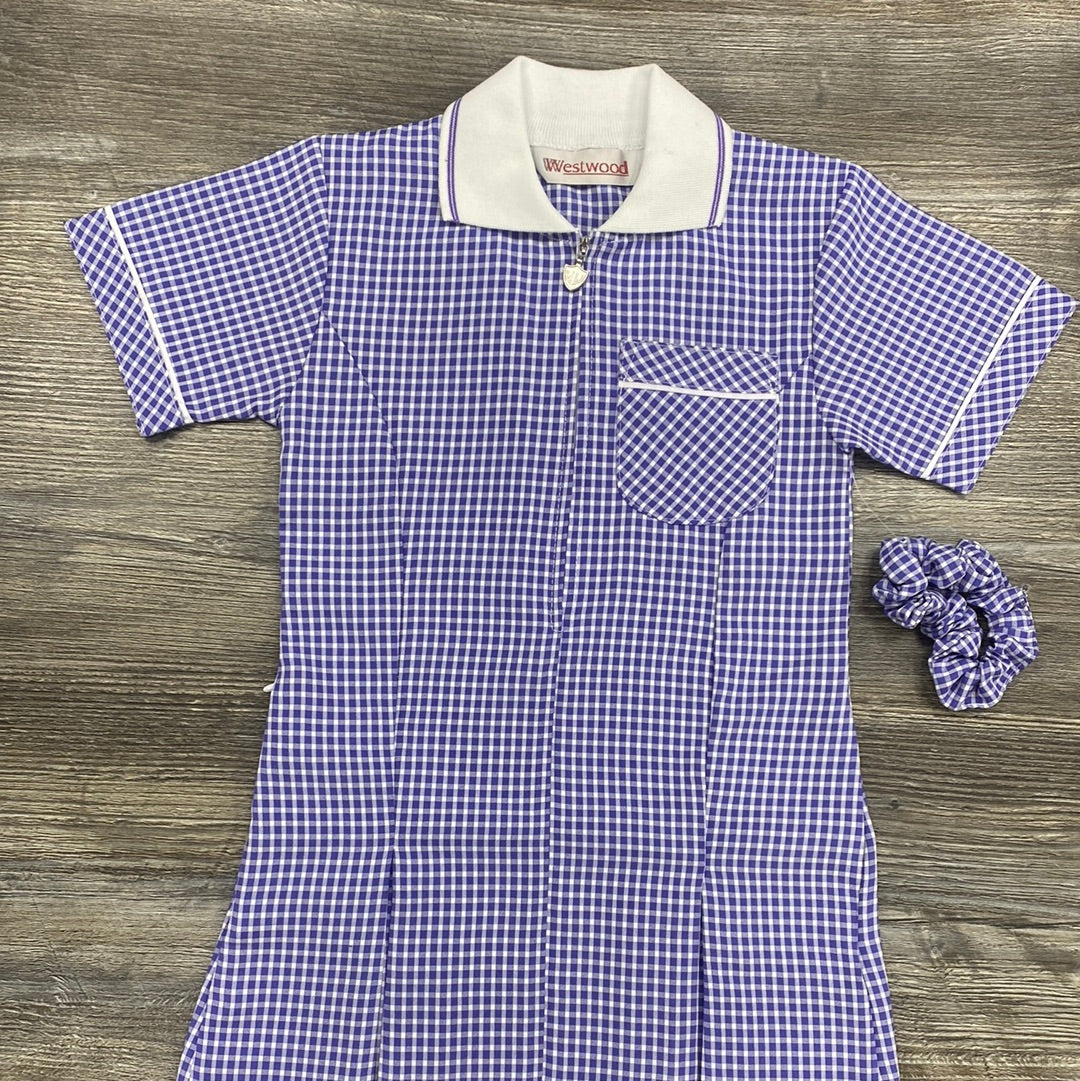 Purple A-Line Gingham Summer Dress