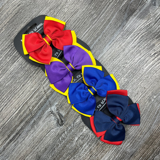 Dual School Colour Hair Bow Bobble